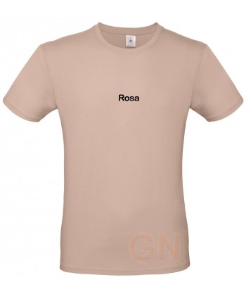 Camiseta de algodón manga corta y cuello redondo color rosa