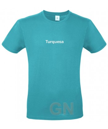Camiseta de algodón manga corta y cuello redondo color turquesa