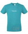 Camiseta de algodón manga corta y cuello redondo color turquesa