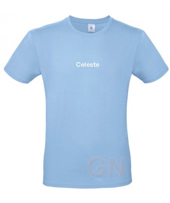 Camiseta de algodón manga corta y cuello redondo color celeste
