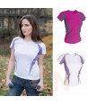 Camiseta transpirable combinada para mujer color  blanco/lila