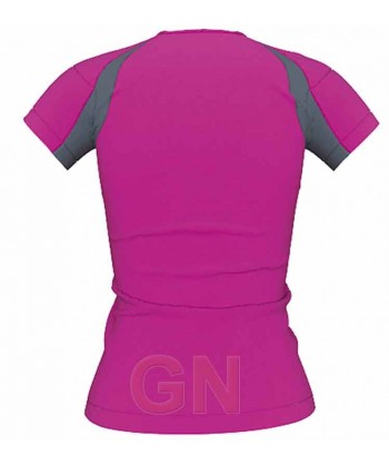 Camiseta transpirable combinada para mujer color  fucsia/gris oscuro