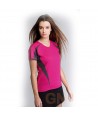 Camiseta transpirable combinada para mujer color  fucsia/gris oscuro