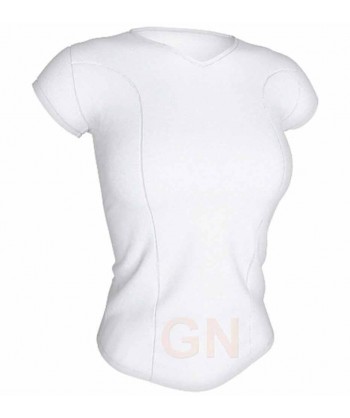 Camiseta transpirable, manga corta y cuello pico color blanco