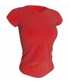 Camiseta transpirable, manga corta y cuello pico color rojo