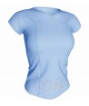 Camiseta transpirable, manga corta y cuello pico color celeste