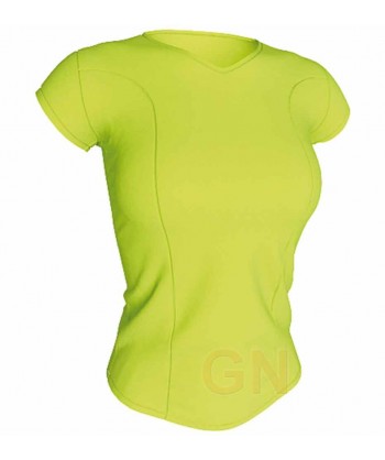 Camiseta transpirable, manga corta y cuello pico color pistacho