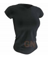 Camiseta transpirable, manga corta y cuello pico color negro