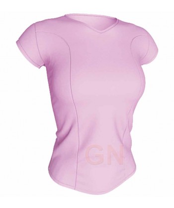 Camiseta transpirable, manga corta y cuello pico color malva