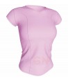 Camiseta transpirable, manga corta y cuello pico color malva