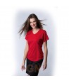 Camiseta transpirable, manga corta y cuello pico color rojo