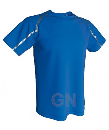 Camiseta transpirable de manga corta y cuello redondo para hombre color azul