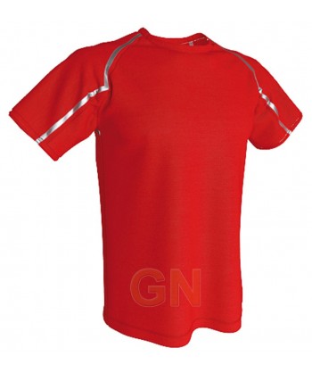 Camiseta transpirable de manga corta y cuello redondo para hombre color rojo