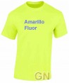 Camiseta transpirable de mujer de cuello redondo y manga corta color amarillo fluor