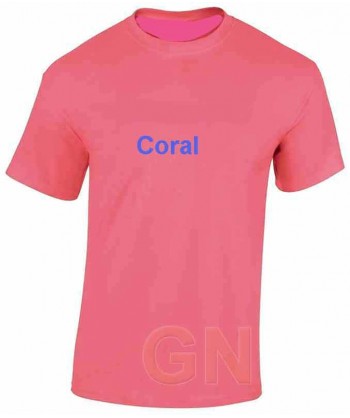 Camiseta transpirable de mujer de cuello redondo y manga corta color coral