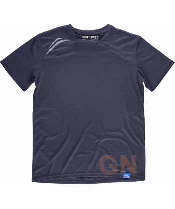 Camiseta técnica de manga corta y cuello redondo color marino/gris