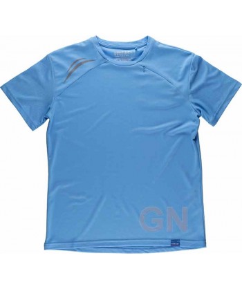Camiseta técnica de manga corta y cuello redondo color celeste/gris