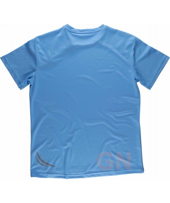Camiseta técnica de manga corta y cuello redondo color celeste/gris
