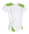 Camiseta técnica de cuello pico y manga corta para mujer color blanco/verde A.V.