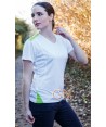 Camiseta técnica de cuello pico y manga corta para mujer color blanco/verde A.V.