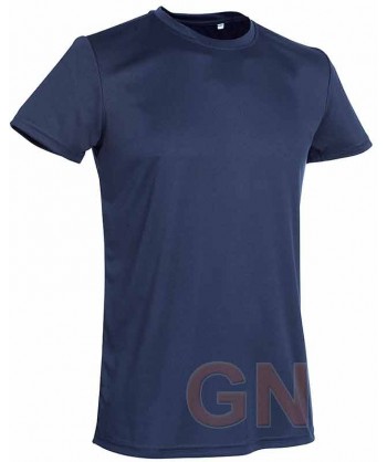 Camiseta transpirable de manga corta y cuello redondo para adulto  color Marino