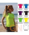 Camiseta técnica de manga corta y cuello redondo de mujer color amarillo fluor