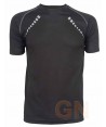 Camiseta técnica de manga corta y cuello redondo de mujer color negro