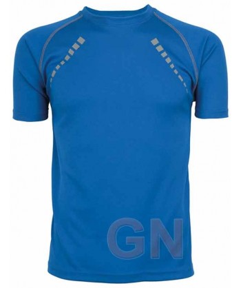Camiseta técnica de manga corta y cuello redondo de mujer color royal