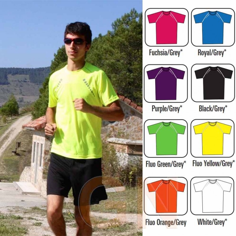 Camiseta bicolor transpirable de manga corta y cuello redondo para hombre