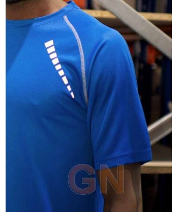 Camiseta bicolor transpirable de manga corta y cuello redondo para hombre