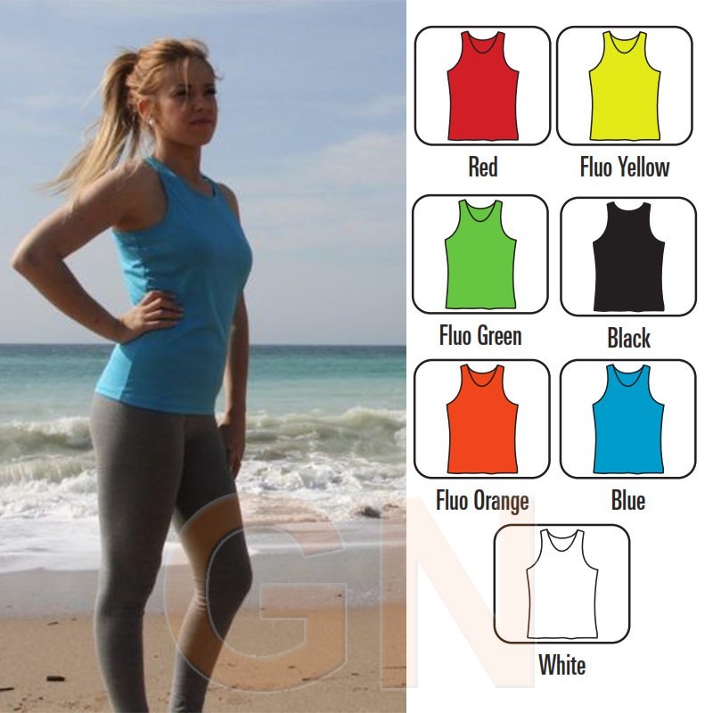 Camiseta transpirable de tirantes anchos para deporte para mujer