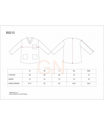 Casaca unisex de manga larga y cuello pico