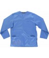 Casaca unisex de manga larga y cuello pico color celeste