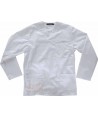 Casaca unisex de manga larga y cuello pico color blanco
