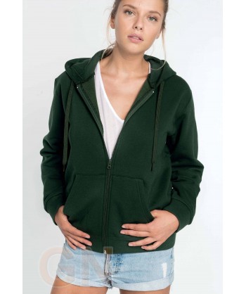 Sudadera con capucha y cierre cremallera color verde bosque