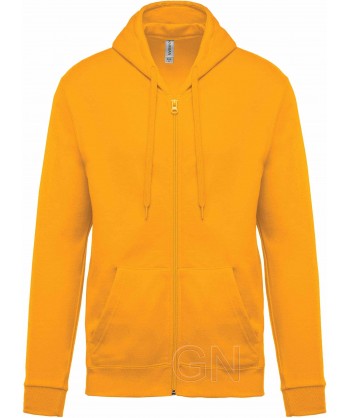 Sudadera con capucha y cierre cremallera color amarillo