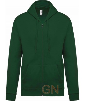Sudadera con capucha y cierre cremallera color