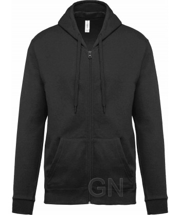 Sudadera con capucha y cierre cremallera color negro