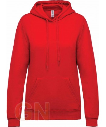 Sudadera con capucha mujer color rojo