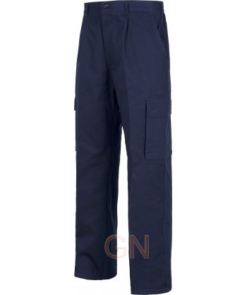 pantalón multibolsillos ligero de algodón marino