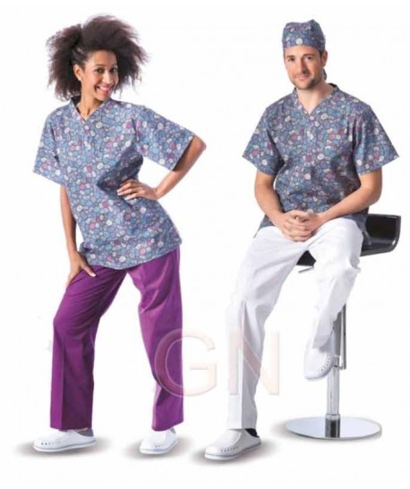 Casaca sanitaria unisex estampada