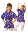 Casaca sanitaria unisex estampada de manga corta y bolsillos