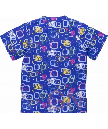Casaca sanitaria unisex estampada de manga corta y bolsillos