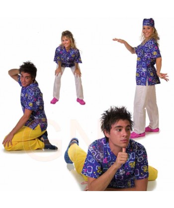 Casaca sanitaria unisex estampada de manga corta y bolsillos