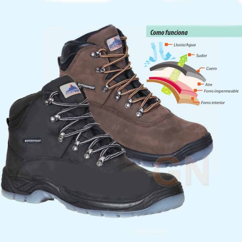 Bota de seguridad S3 con membrana impermeable y transpirable