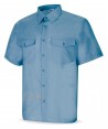 Camisa manga corta con bolsillos para hombre color celeste