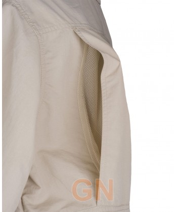 Camisa manga corta con bolsillos transpirable color beige