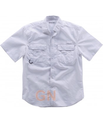 Camisa manga corta con bolsillos transpirable color blanca