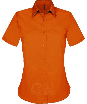 Camisa de manga corta con bolsillo para mujer. Color naranja