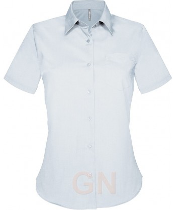Camisa de manga corta con bolsillo para mujer. Color blanco